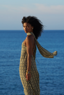 St Tropez Dress - Navy/Gold Link Print