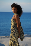 St Tropez Dress - Navy/Gold Link Print