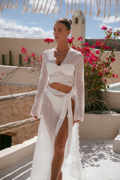 Palm Island Lace Top - Bridal White