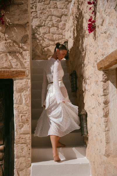 Palm Island Lace Top - Bridal White