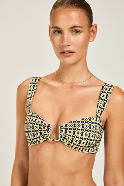 Cannes Top - Navy/Gold Link Geo