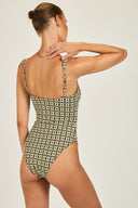 Cannes One Piece - Navy/Gold Link Print