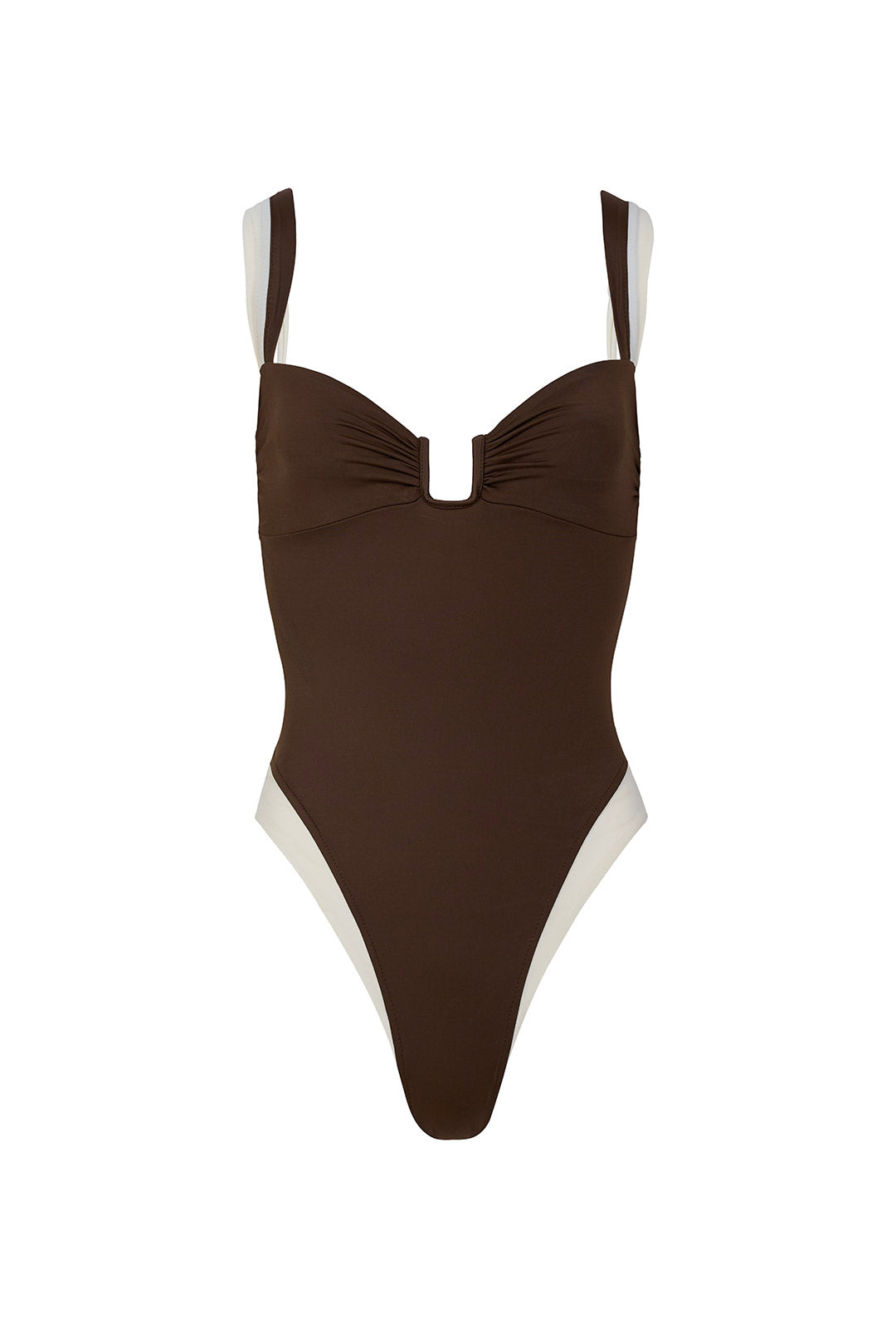 Cannes One Piece - Espresso/Ivory – AWAY THAT DAY ™