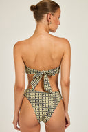 Cayman Island Top - Navy/Gold Link Print