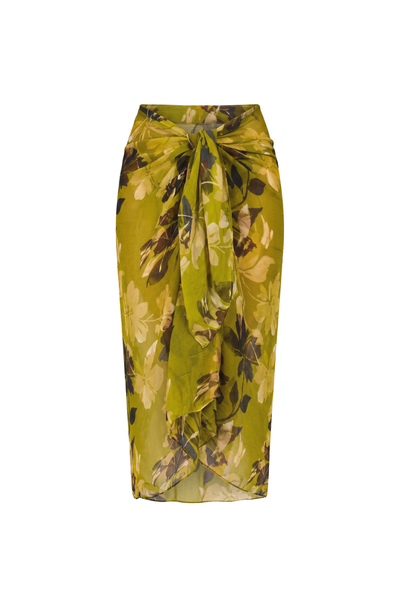 Santorini Sarong - Chartreuse Floral