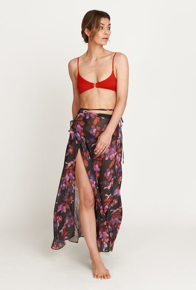 Barcelona Wrap Skirt - Hibiscus Print