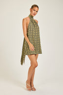Ibiza Dress - Navy/Gold Link Print