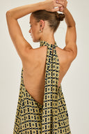 Ibiza Dress - Navy/Gold Link Print