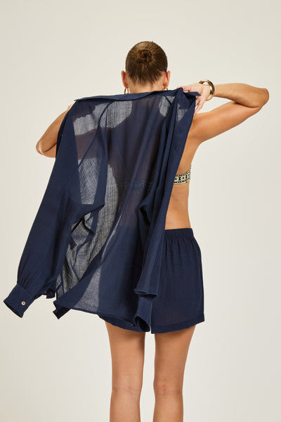 Maldives Shirt - French Navy Crinkle