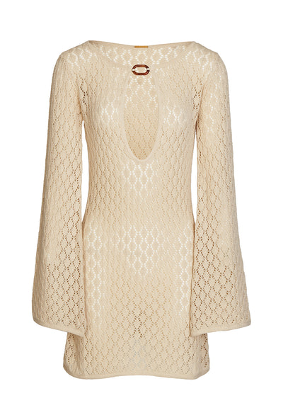 Bimini Crochet Dress - Natural / Tortoise Shell