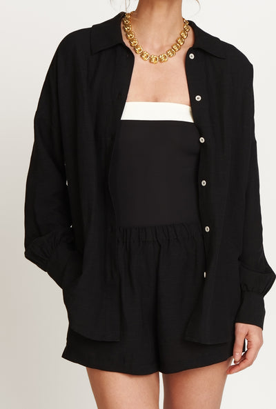 Maldives Linen Short - Black