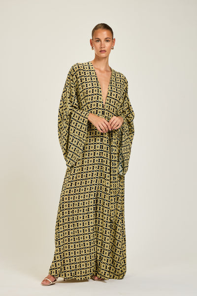 Morocco Kaftan - Navy/Gold Link Geo