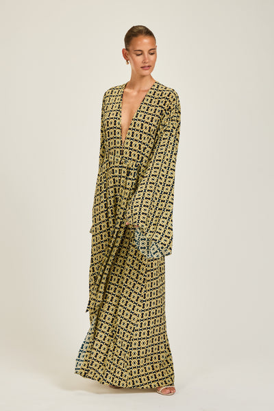 Morocco Kaftan - Navy/Gold Link Geo
