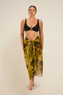Santorini Sarong - Chartreuse Floral
