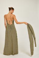 St Tropez Dress - Navy/Gold Link Print