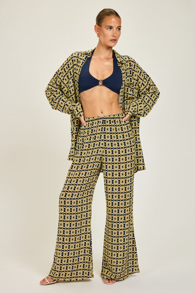 St Barts Shirt - Navy/Gold Link Geo